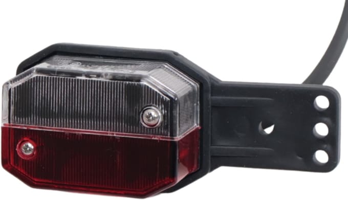 Aspöck flexipoint breedtelicht links - rood/wit op rubber houder met 50 cm kabel