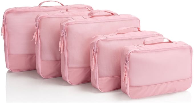 HEYS kledingzak EcoTex Packing Cubes Set 5pc Pink roze