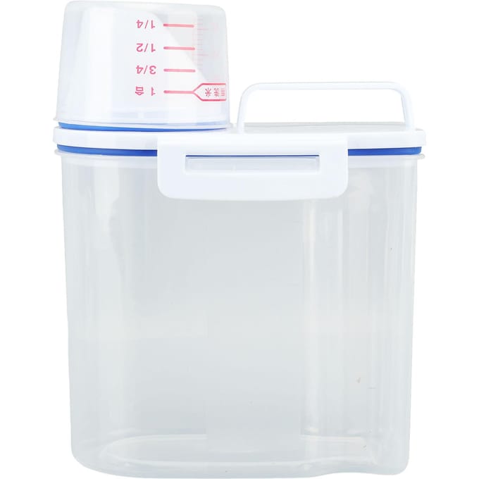 Rijstopbergbak Ontbijtgranencontainers Dispenser Luchtdicht Schenktuit Voedselopbergcontainer Met L white
