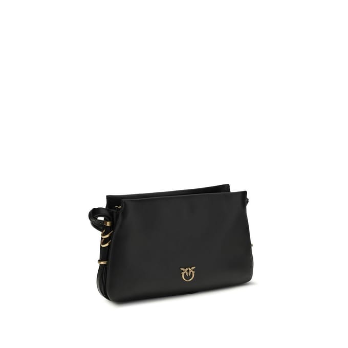 PINKO schoudertas Triplet Mini Vitello Morbido Black + Antique Gold zwart