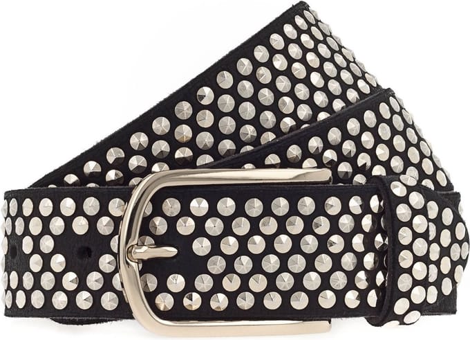 b.belt Leren Riem Nietengürtel Zoe Gold W75 Black Zwart