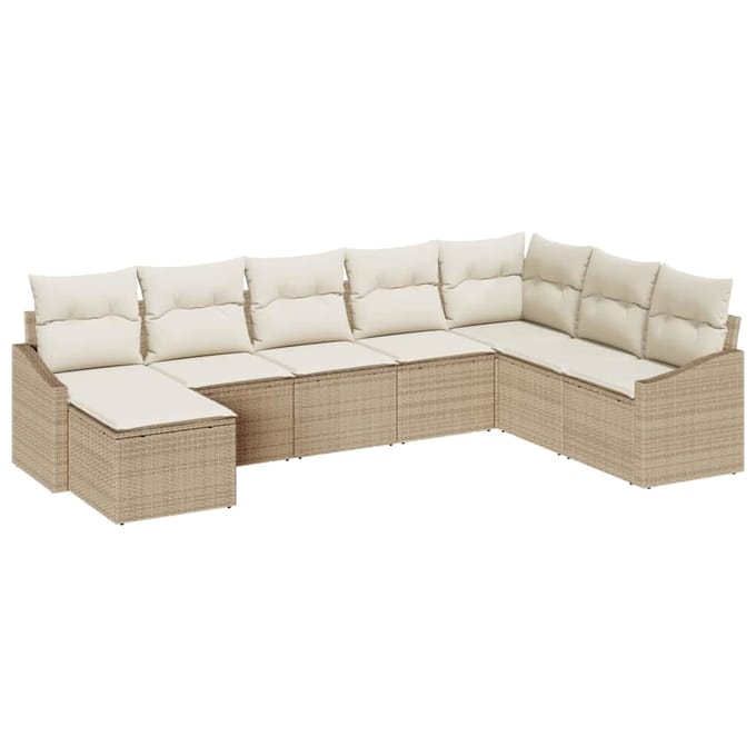 vidaXL Bankstel 8 st Beige poly rattan