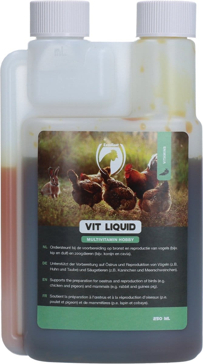 Excellent Vit - Liquid Multivitamine - 250 ml - Vloeibare vitamine - Aanvullend dierenvoer - Hobby - Vitamine A, E, K3, B6, B1, B2