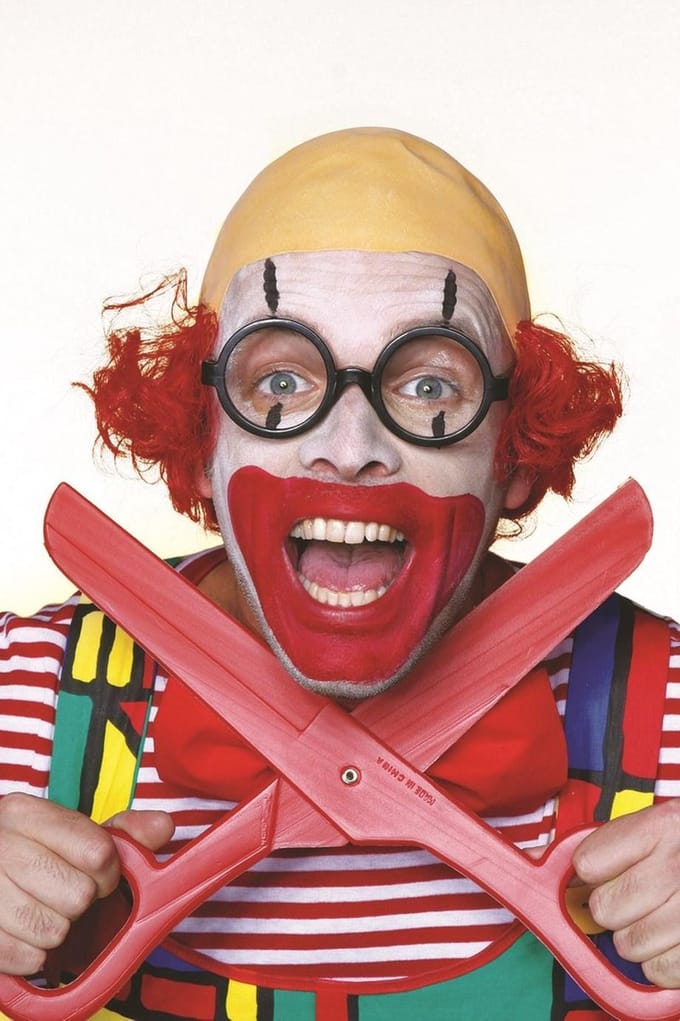 Clowns pruik kaal met rood haar