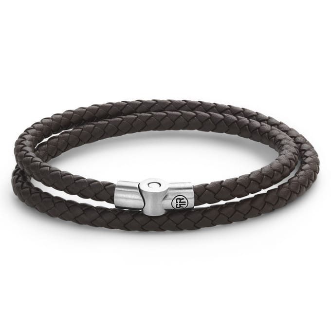 Rebel & Rose armband Full Metal Double Round Brown unisex RR-M0039-S