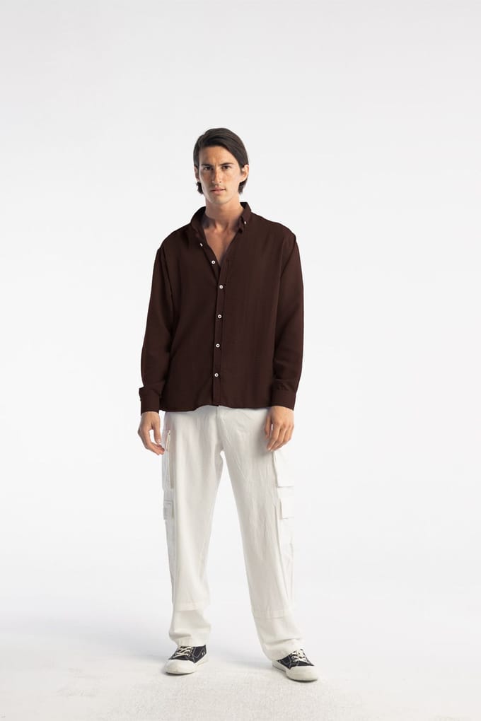 Oversized Knopenhemel met Lange Mouwen