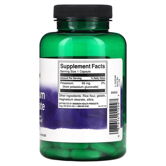 Kaliumgluconaat, 99 mg, 100 capsules