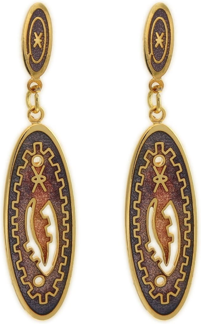 Behave - Dames oorbellen - Vintage paars cloisonné stijl - 5 cm