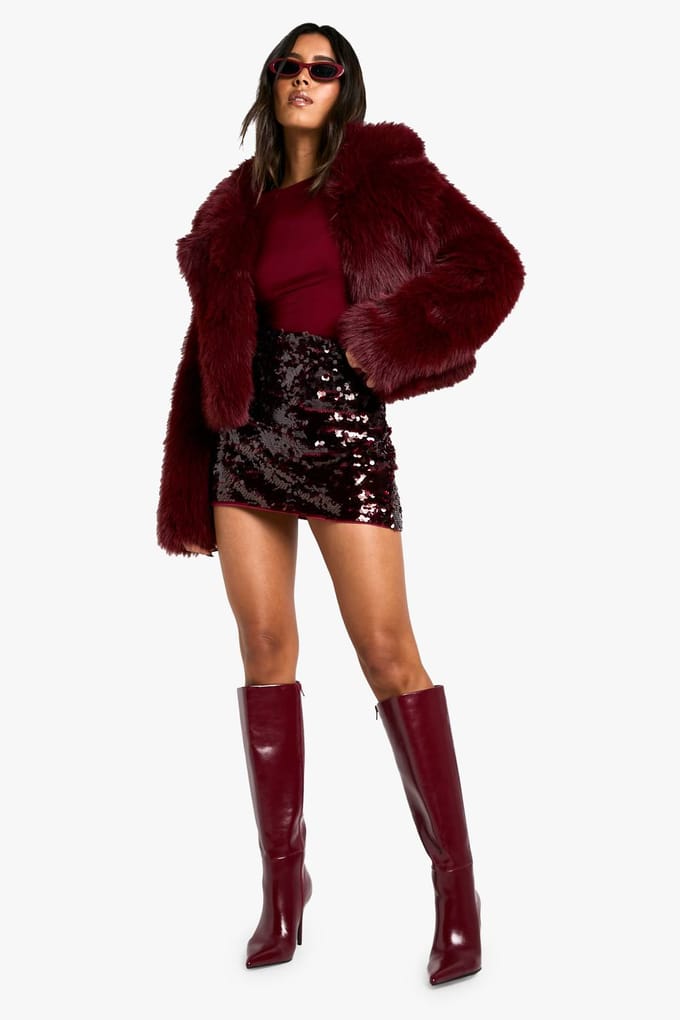 boohoo Dames Premium Pailletten Mini Rok | Bessen | Maat: 42