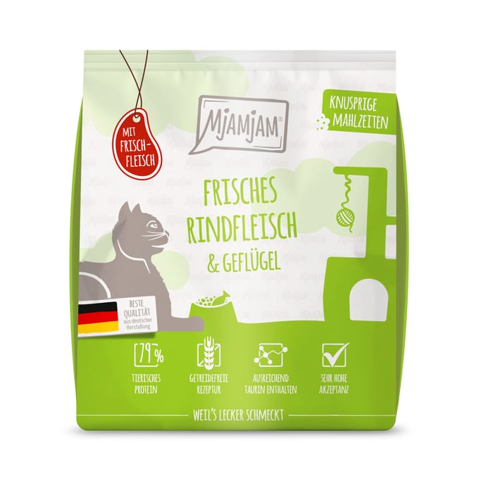 300g MjAMjAM Knapperige Maaltijden Rund & Gevogelte Kattenvoer droog
