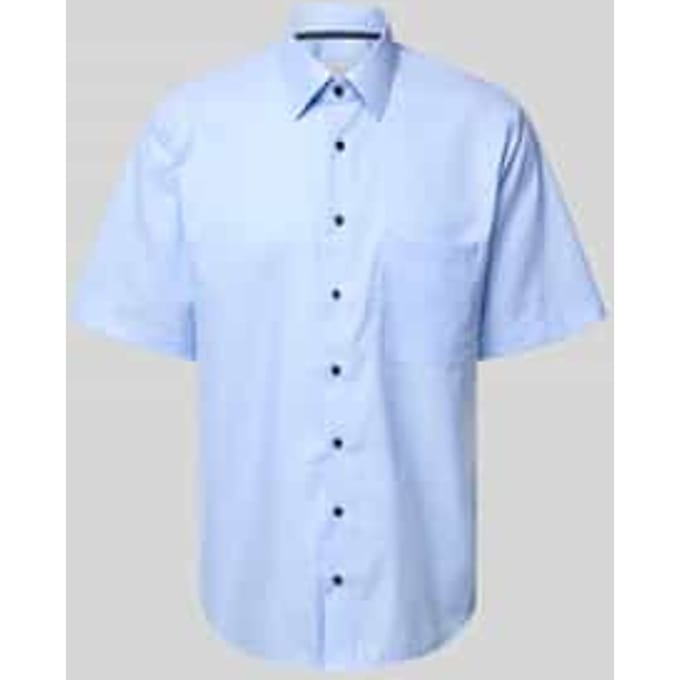 ETERNA comfort fit overhemd korte mouw - twill - lichtblauw