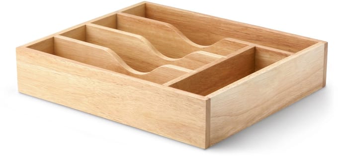 Continenta Bestekbak met 5 Vakken - Rubberhout - 35 x 30cm