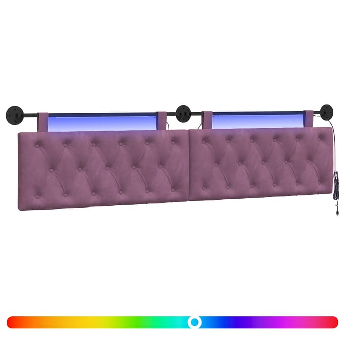 vidaXL - Hangend - hoofdbord - Met - LED-verlichting - Paars - Fluweel