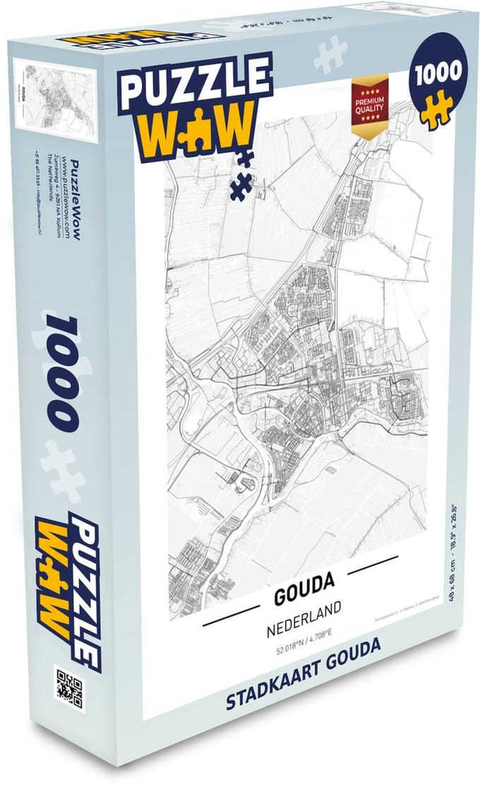 Puzzel Stadkaart Gouda - Legpuzzel - Puzzel 1000 stukjes volwassenen