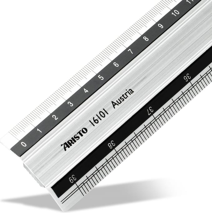 Aristo liniaal - lengte 100cm - mm/cm schaalverdeling - aluminium met rubber inleg - AR-16101