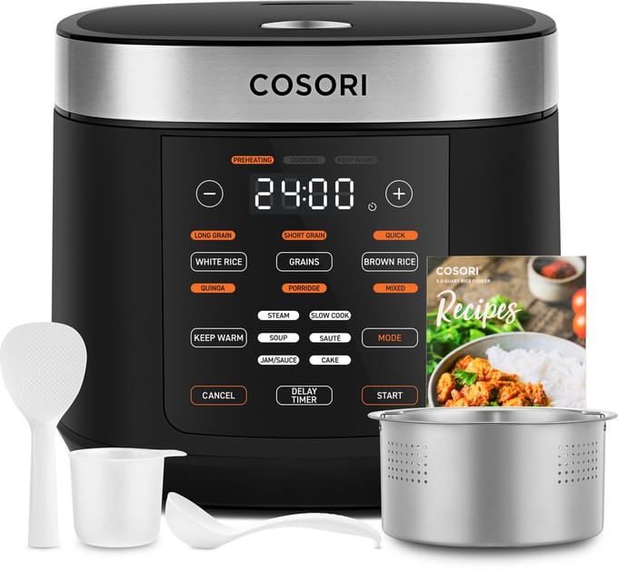 Cosori Rijst/Multicooker - 5L - 8 programma's - 17-in-1 - Voor rijst, slow cooking, bakken en meer