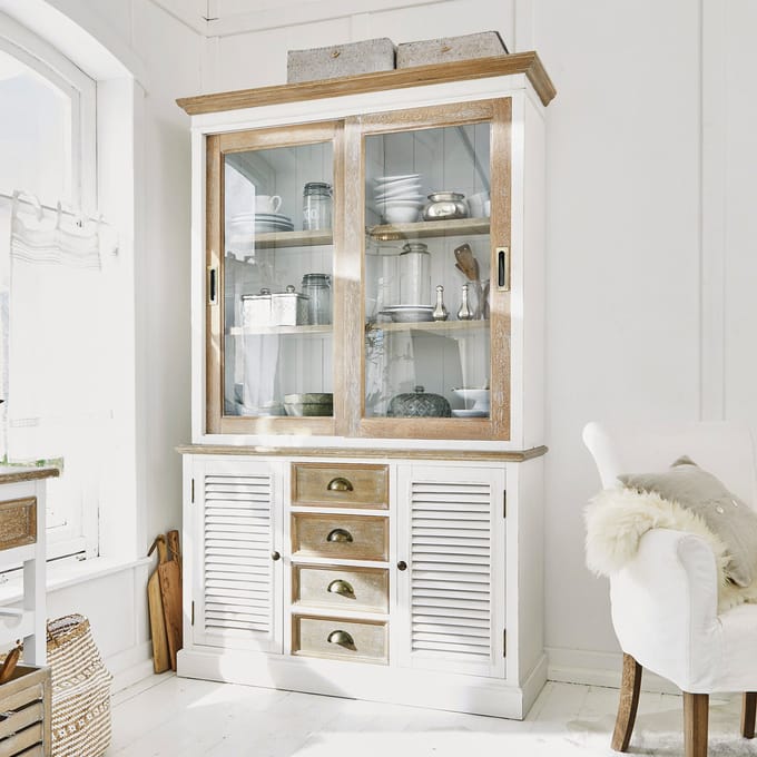 LOBERON Kast Moosehide antiekwit/bruin
