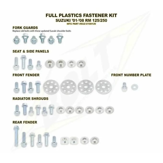 Compleet plastic motorbevestigingsset Bolt Suzuki RM125/250