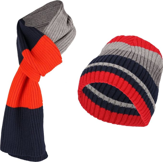 Winterset Jongens Sjaal & Muts Oranje-Grijs