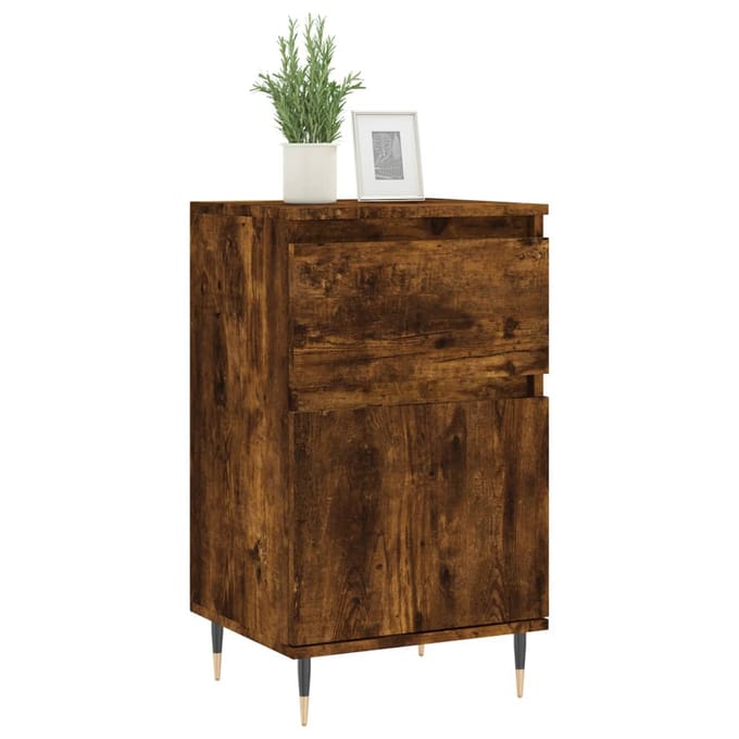 vidaXL - Dressoir - 40x35x70 - cm - bewerkt - hout - gerookt - eikenkleurig