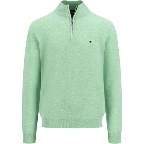 Fynch-Hatton Trui Troyer Zip Uni Color Structure Turf Green / male