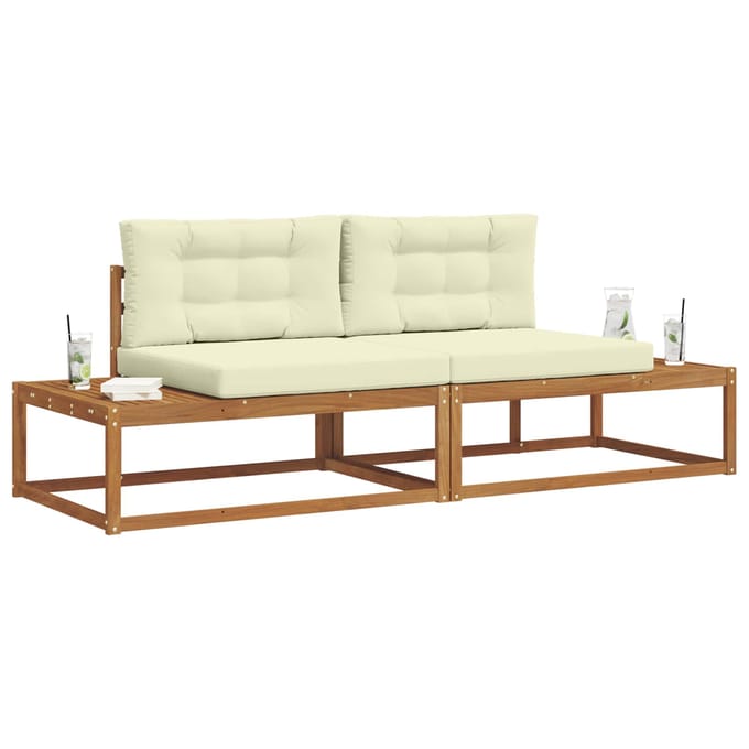 vidaXL - Buiten - bank - set - Massief - Acacia - Hout - en - Polyester