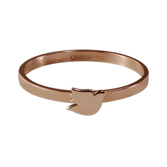 Quiges Stapelring Dames - Vulring Duif - RVS Roségoudkleurig - Maat 21 - Hoogte 2mm