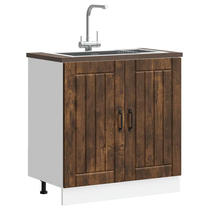 vidaXL - Spoelbakonderkast - Lucca - bewerkt - hout - gerookt - eikenkleurig