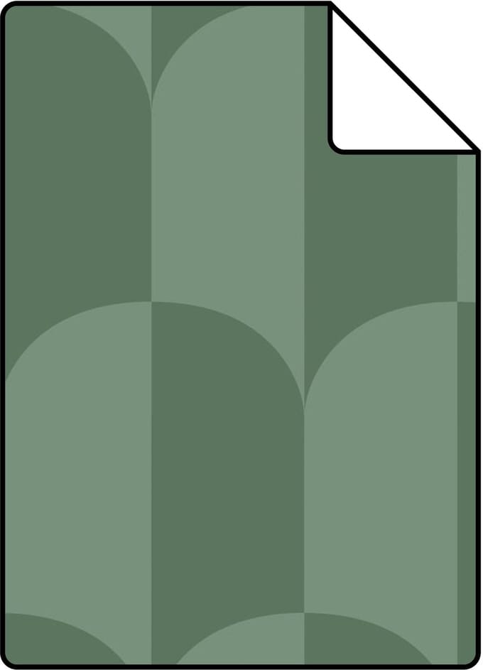 Proefstaal ESTAhome behang art deco bogen vergrijsd groen - 26.5 x 21 cm - 139989-S