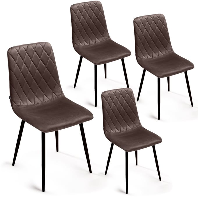 Lina® Elisia Velvet Eetkamerstoelen - Stoel - Bruin - Set van 4