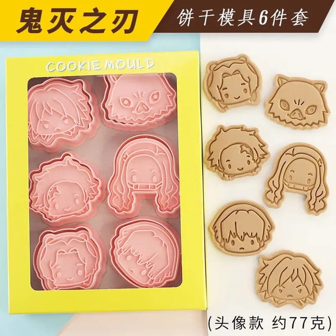 Collection d'emporte-pièces à gâteau Demon Slayer Tanjirou Nezuko Moule de cuisson 3D DIY Ensemble d'outils à biscuits Cuisine Gaufrier Ustensiles à biscuits With box white