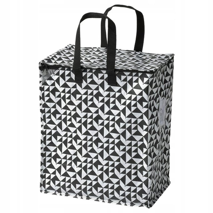 IKEA KNALLA Tas met rits - Zwart/Wit, 47L