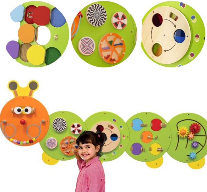 Viga Toys - Houten - Wandspeelbord - Rups - Lengte 185cm