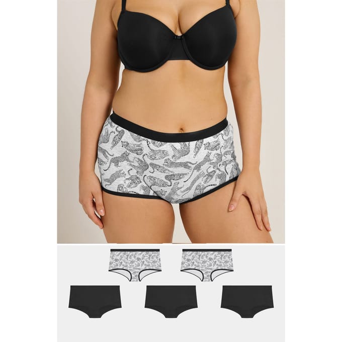 Yours 5Pack Grijze Luipaardprint Shorts Size 46-48
