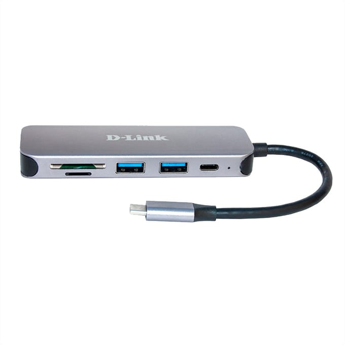 D-Link DUB-2325/E DUB-2325/E USB-hub 2 + 2 poorten USB-A, USB-C, SD, Micro-SD USB 3.0 5 GBit/s Met USB-C stekker Antraciet