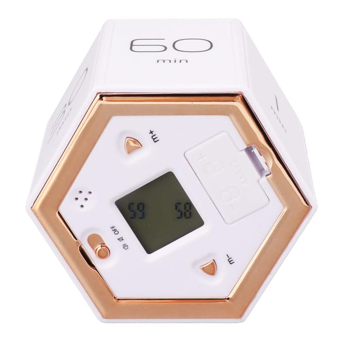 Hex Flip Timer met Stomme Alarmfunctie Magnetische Tijdmanagement Kubus Timer met LCD-scherm voor wit