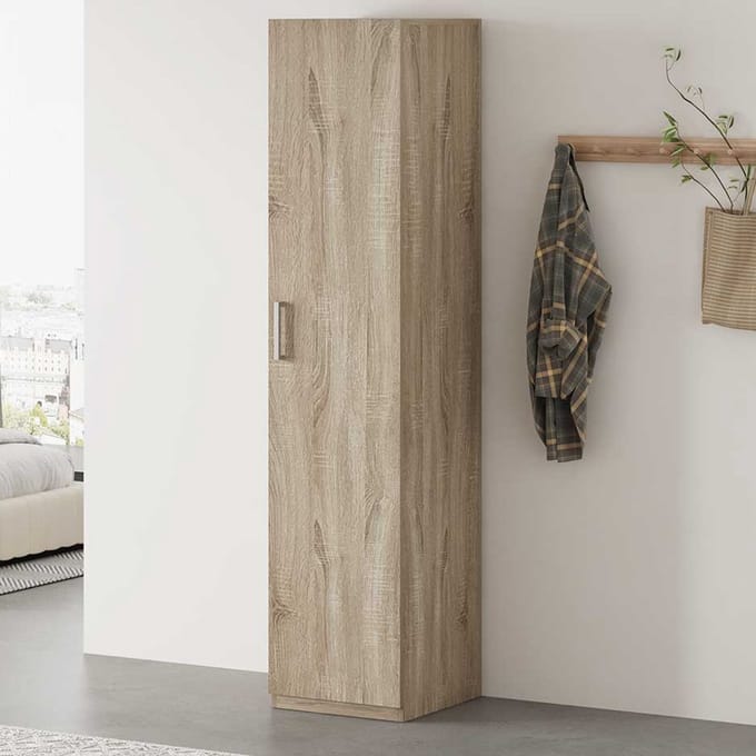 Opbergkast Mike Sonoma Eik – 1 Deur – 4 Legplanken – 40 x 42 x 180 cm - Rousseau