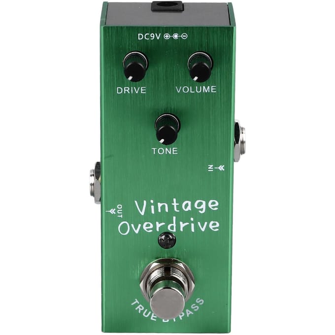 Pédale d'Effet Guitare Overdrive Vintage Réglable True Bypass Portable Accessoire d'Instrument Vert Clair blue