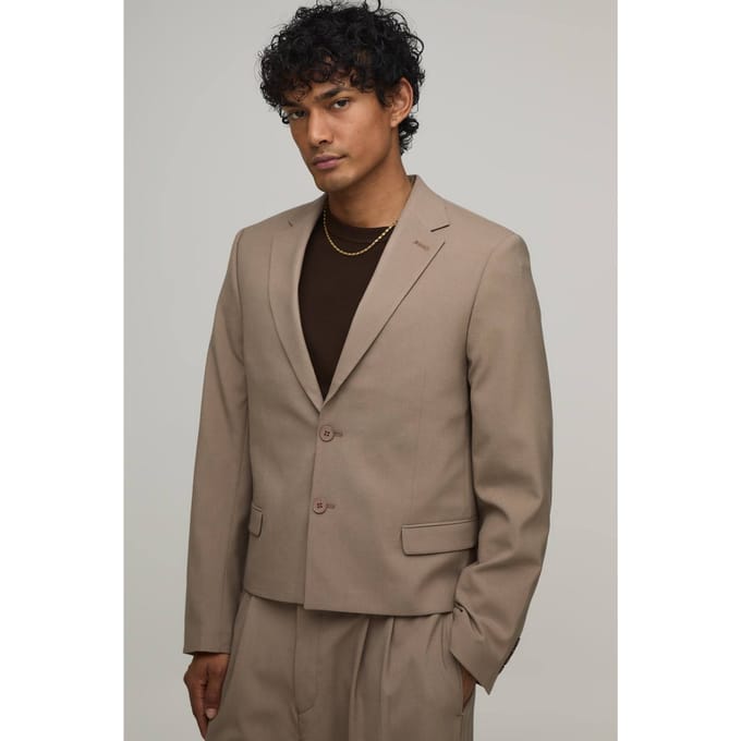 Getailleerd Gecropte Boxy Colbertjasje | Taupe | Size 36