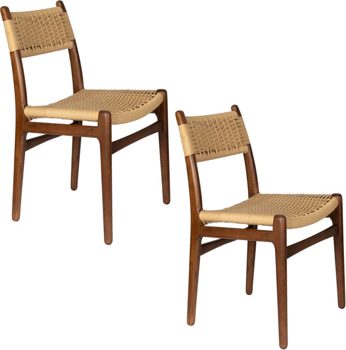 Dutchbone Cecile Eetkamerstoelen Hout in Walnoot kleur - Set van 2