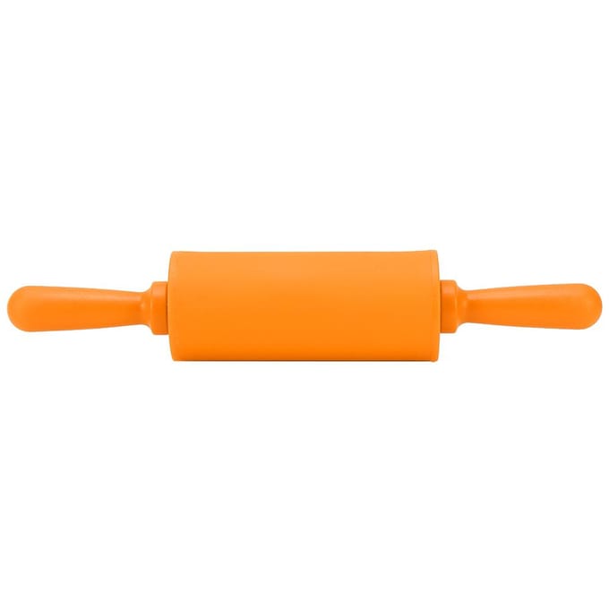 Nieuwe antiaanbak siliconen deegroller met plastic handvat, oranje oranje