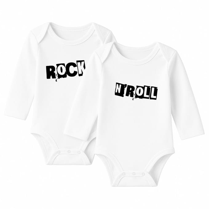 Romper Rock 'n Roll - wit - lange mouw