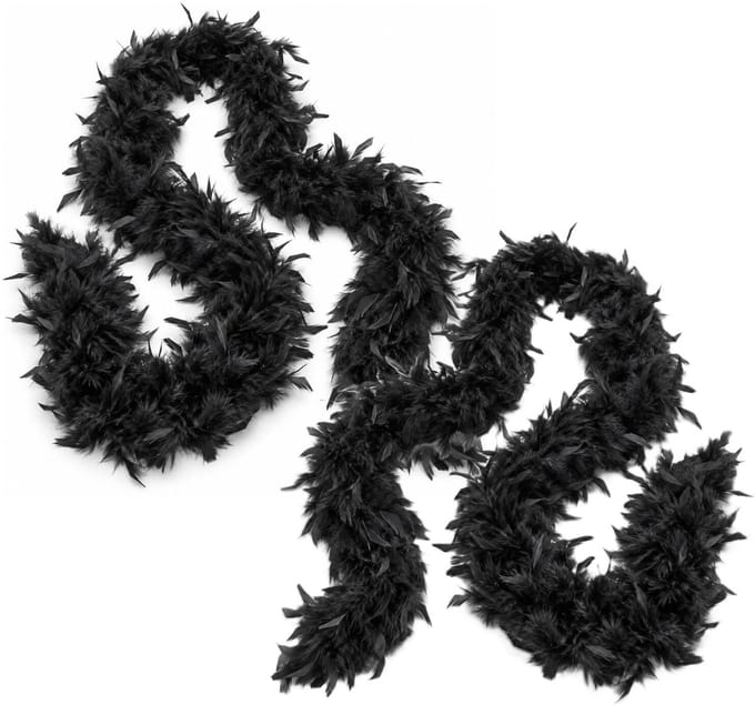 Kerstboomversiering boa - 2x st - zwart - 180 cm - kerstslinger veren