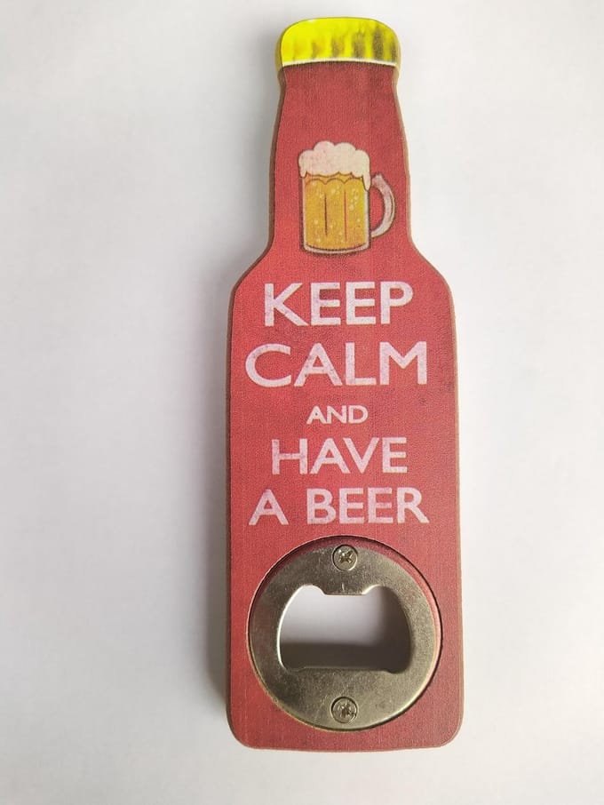 Houten flesopener met magneet