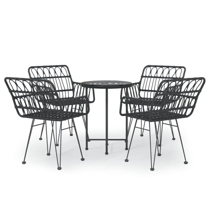 vidaXL - 5-delige - Tuinset - poly - rattan - zwart