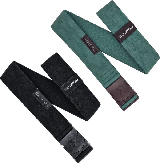 MowMow 2-pack Elastische riem - Stretch - 105 cm - Heren - Dames - Zwart + Groen