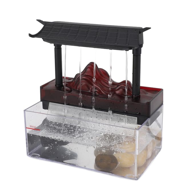 Fontaine à eau de table USB LED à flux récurrent en plastique pour décoration d'intérieur pour salon black