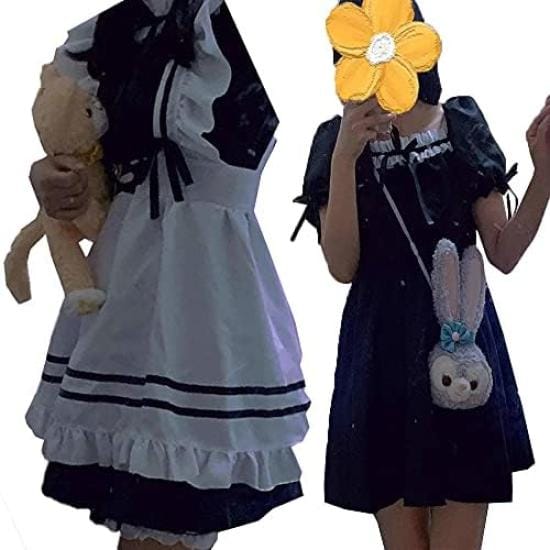 ANONIE Meisje Cosplay Set voor Schattig Wit Luxe Maat 2XL Kostuum, Beginners, Kostuum, + Zwart, Set, gray
