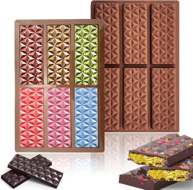 Chocolade Bakvorm - Bakvorm - Diepe Chocoladevorm met 6 Holten - 25cm - Siliconen - BPA Vrij