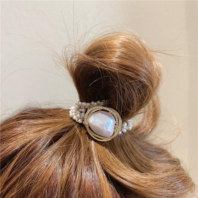 Mode Dame Simulatie Parel Haarbanden Vrouwen Haar Chouchou Haaraccessoires Elsatic Rubberen Band Haarband Paardenstaarthouders brown